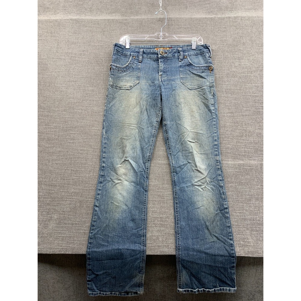 Mudd Bootcut Jeans Womens 7 Blue Denim Cotton Stretch Flat Front Zip Fly Outdoor